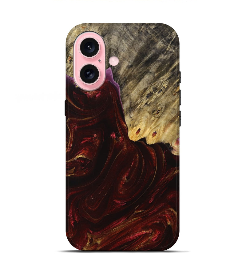 iPhone 16 Wood+Resin Live Edge Phone Case - Talan (Red, 714676)