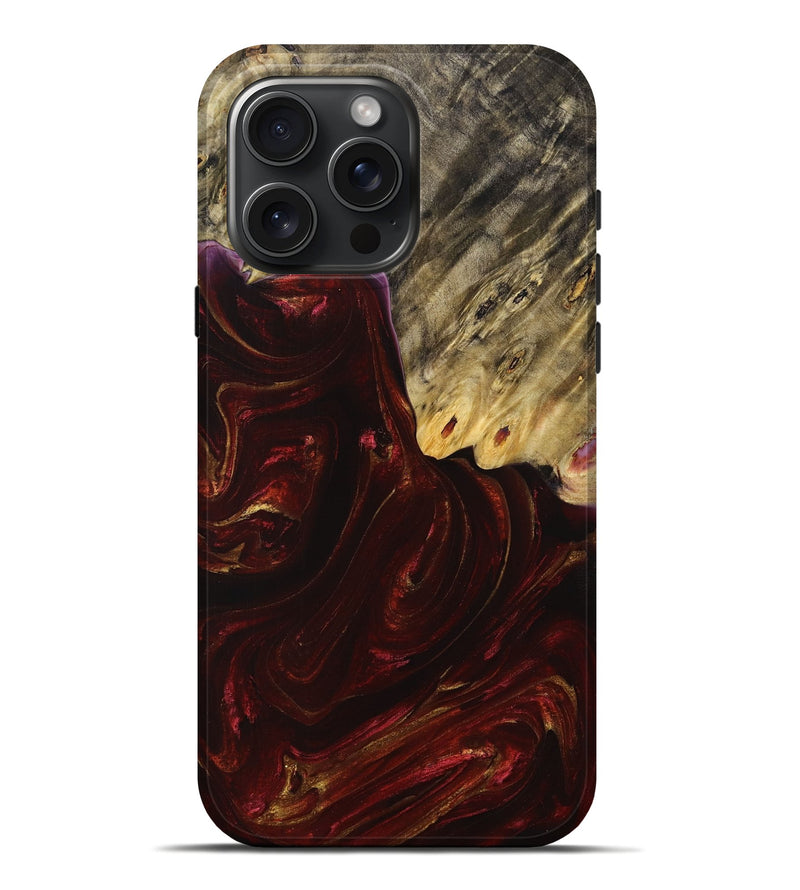 iPhone 16 Pro Max Wood+Resin Live Edge Phone Case - Talan (Red, 714676)