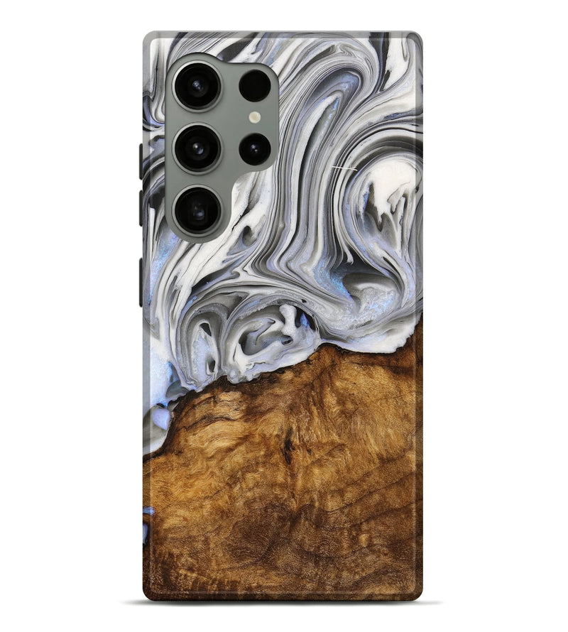 Galaxy S24 Ultra Wood+Resin Live Edge Phone Case - Rita (Black & White, 714677)