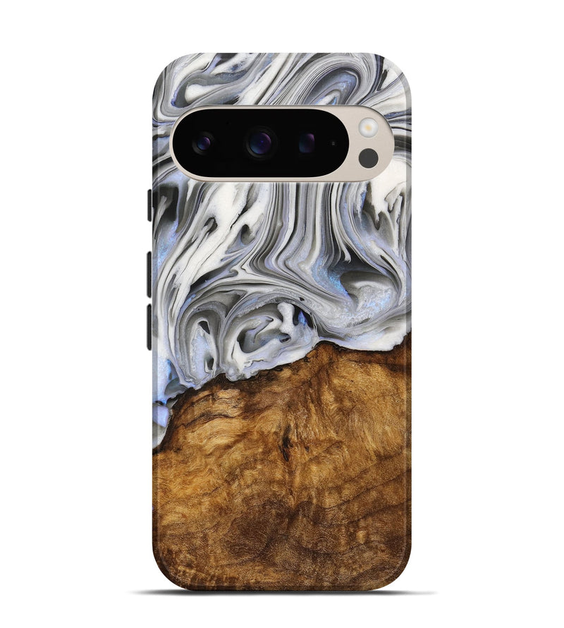 Pixel 9 Wood+Resin Live Edge Phone Case - Rita (Black & White, 714677)