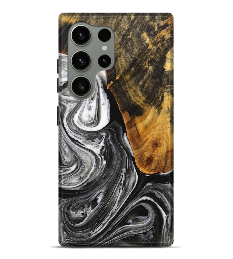 Galaxy S24 Ultra Wood+Resin Live Edge Phone Case - Ruben (Black & White, 714679)