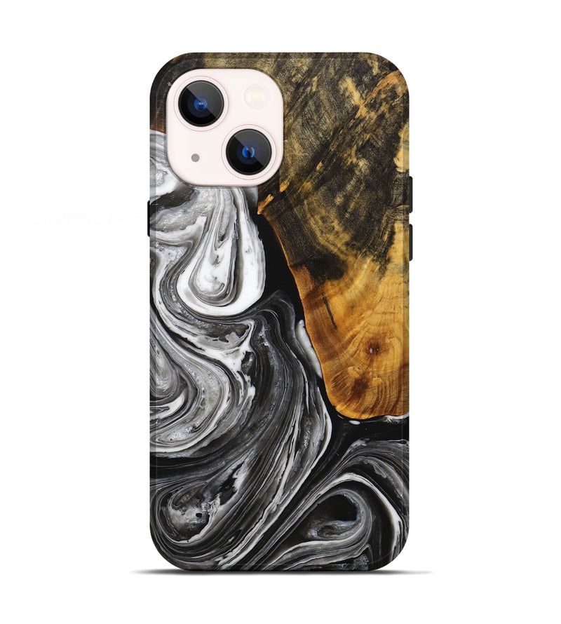 iPhone 13 Wood+Resin Live Edge Phone Case - Ruben (Black & White, 714679)