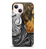 iPhone 14 Plus Wood+Resin Live Edge Phone Case - Ruben (Black & White, 714679)