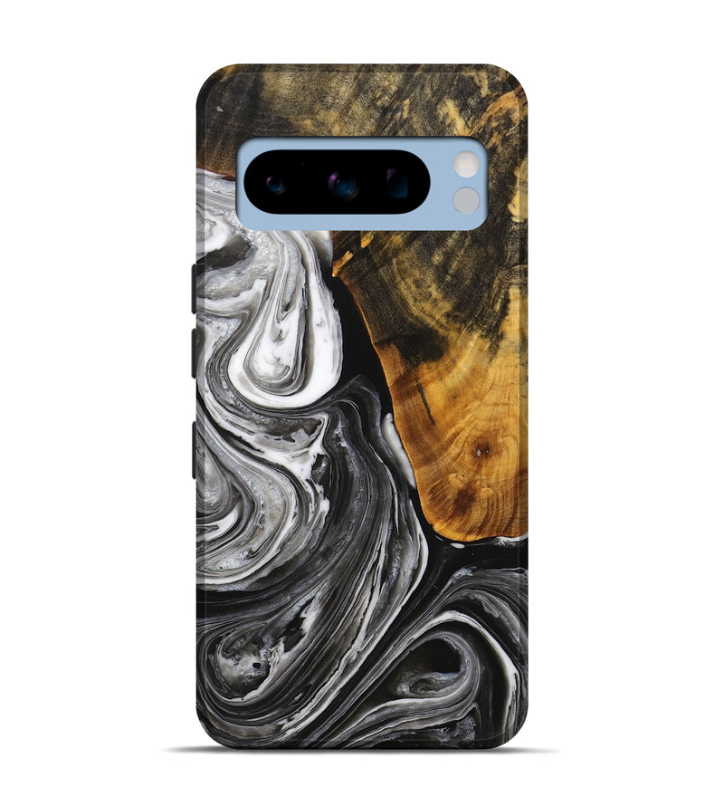 Pixel 8 Pro Wood+Resin Live Edge Phone Case - Ruben (Black & White, 714679)