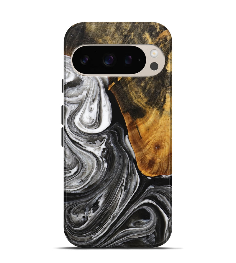 Pixel 9 Wood+Resin Live Edge Phone Case - Ruben (Black & White, 714679)