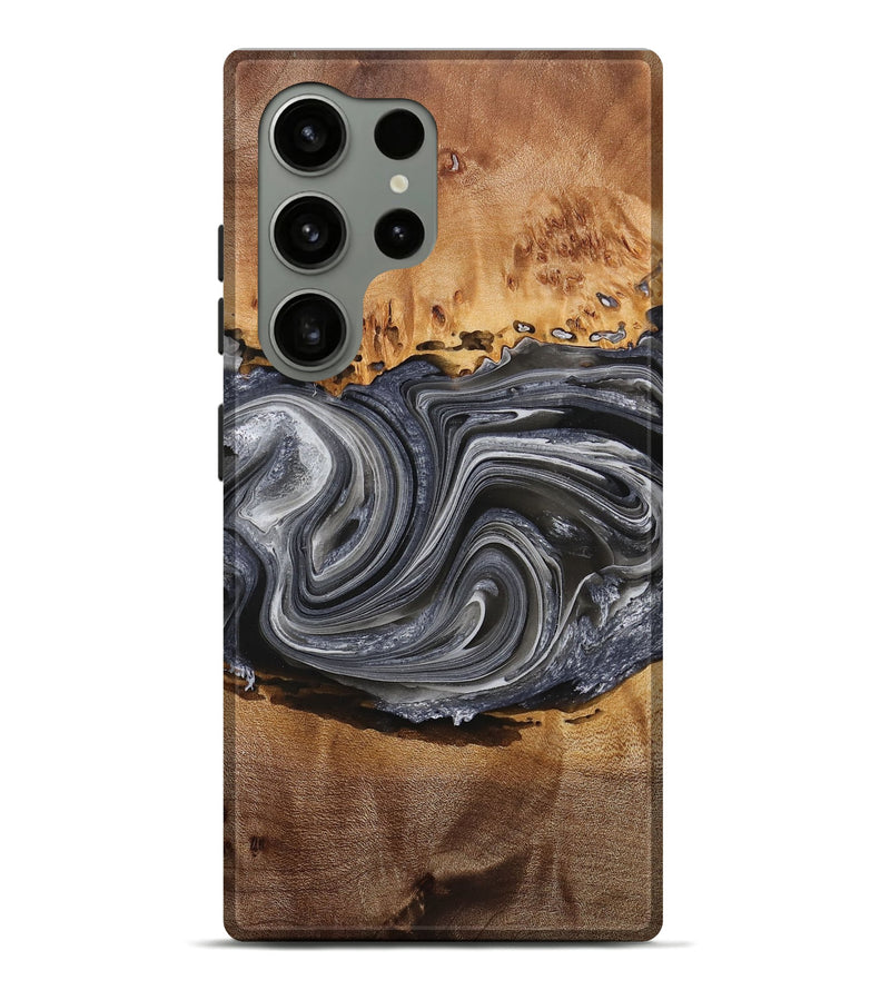 Galaxy S24 Ultra Wood+Resin Live Edge Phone Case - Kristopher (Black & White, 714681)