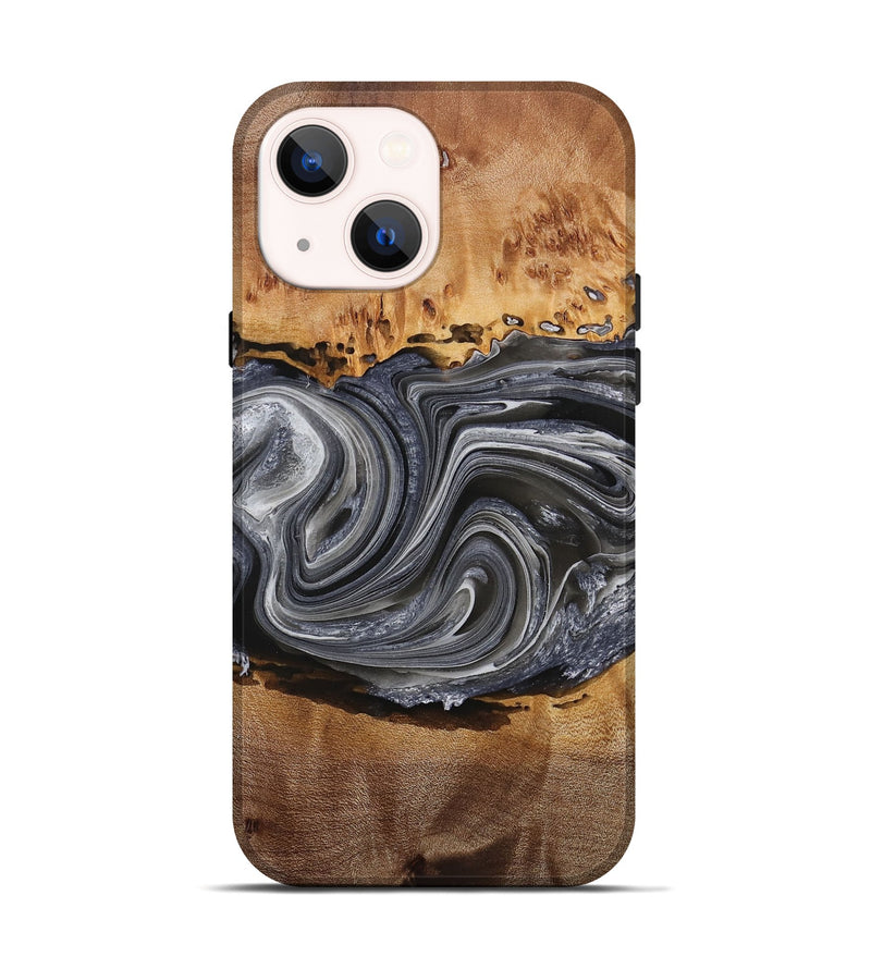 iPhone 14 Wood+Resin Live Edge Phone Case - Kristopher (Black & White, 714681)