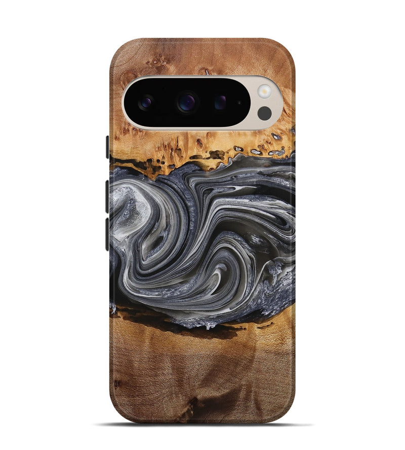 Pixel 9 Wood+Resin Live Edge Phone Case - Kristopher (Black & White, 714681)