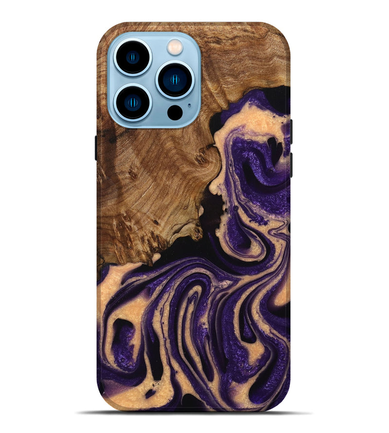 iPhone 14 Pro Max Wood+Resin Live Edge Phone Case - Alaya (Purple, 714682)