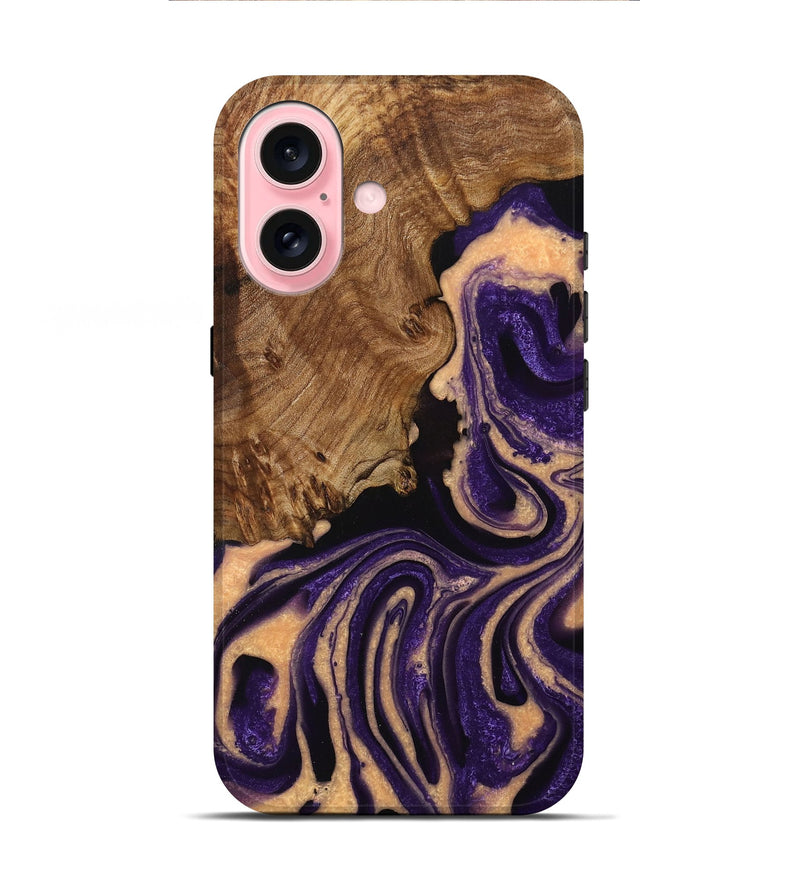 iPhone 16 Wood+Resin Live Edge Phone Case - Alaya (Purple, 714682)