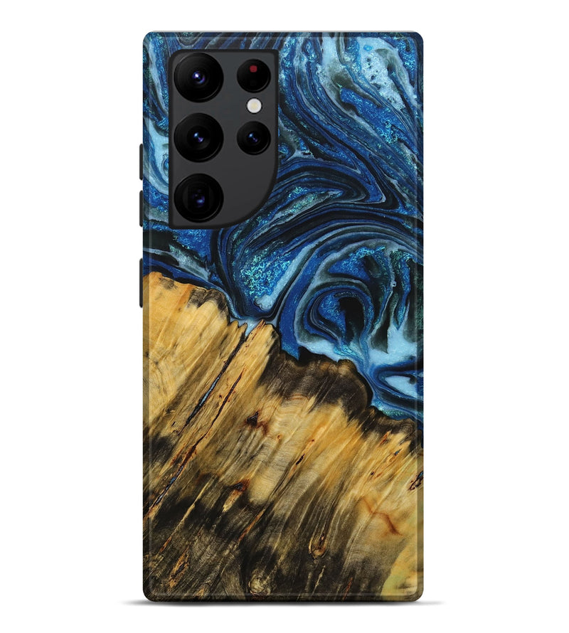 Galaxy S22 Ultra Wood+Resin Live Edge Phone Case - Maureen (Blue, 714698)