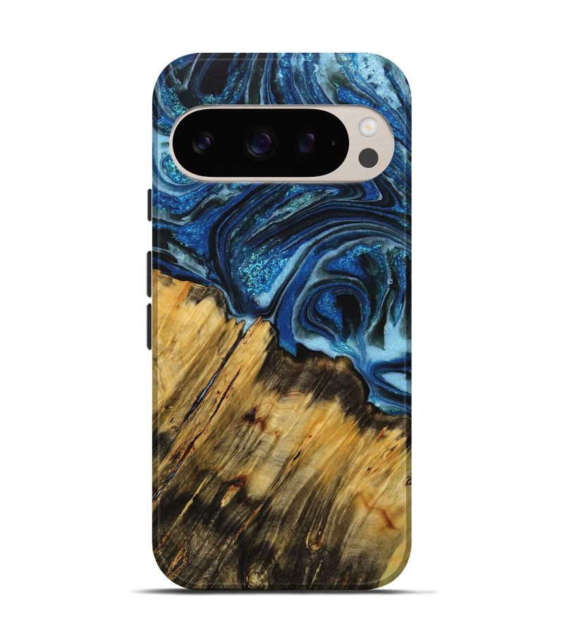 Pixel 9 Wood+Resin Live Edge Phone Case - Maureen (Blue, 714698)