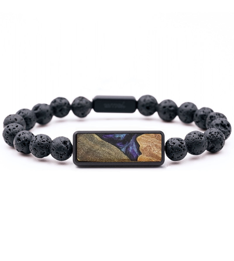 Lava Bead Wood+Resin Bracelet - Nasir (Blue, 714745)