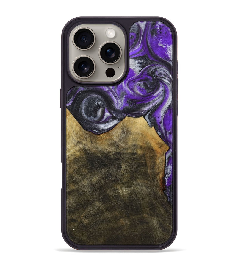 iPhone 16 Pro Max Wood+Resin Phone Case - Clara (Purple, 714817)