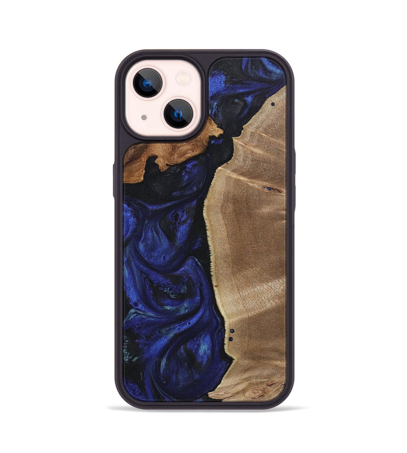 iPhone 14 Wood+Resin Phone Case - Audra (Blue, 714861)