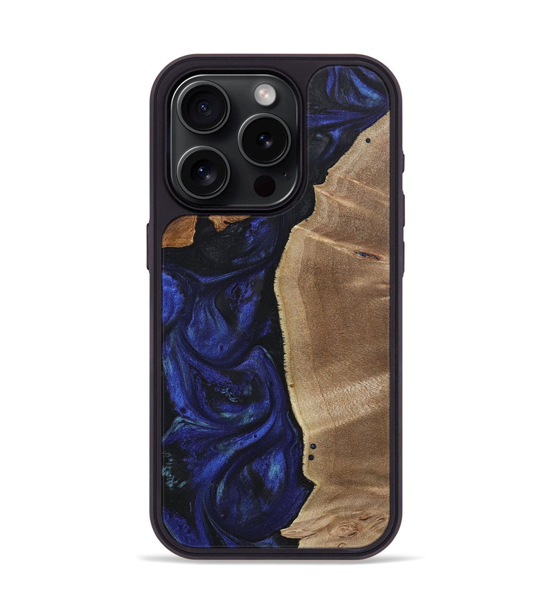 iPhone 15 Pro Wood+Resin Phone Case - Audra (Blue, 714861)