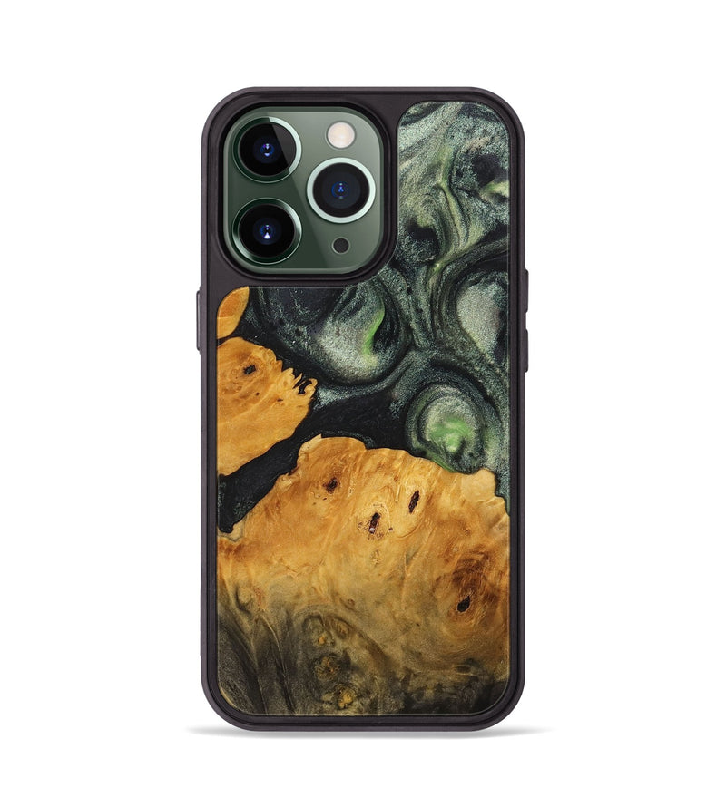 iPhone 13 Pro Wood+Resin Phone Case - Tori (Green, 714871)