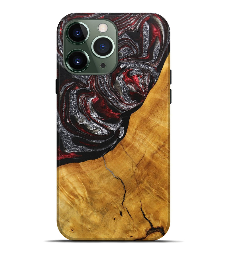 iPhone 13 Pro Max Wood+Resin Live Edge Phone Case - Brian (Red, 714879)