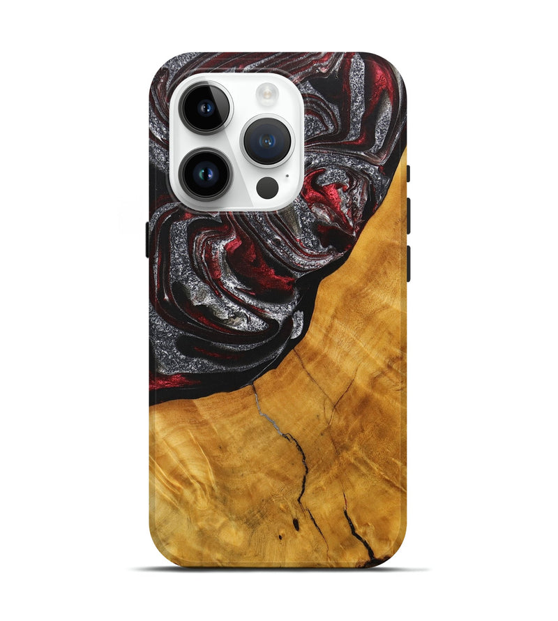 iPhone 15 Pro Wood+Resin Live Edge Phone Case - Brian (Red, 714879)