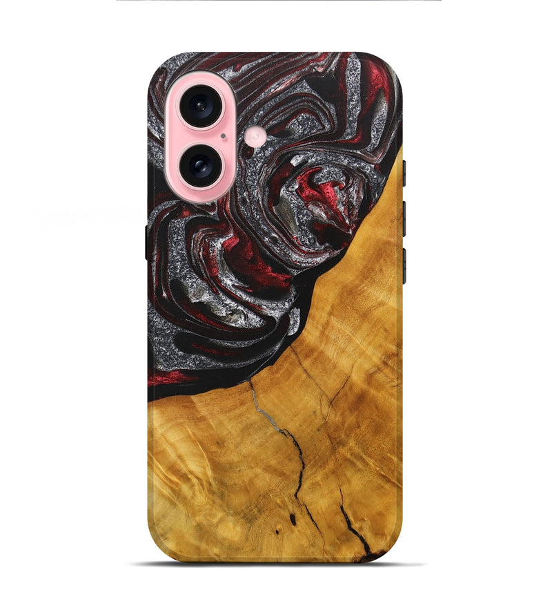 iPhone 16 Wood+Resin Live Edge Phone Case - Brian (Red, 714879)