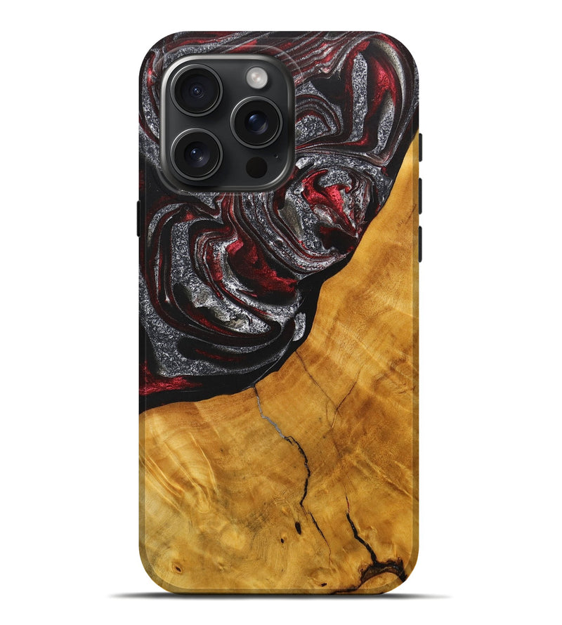 iPhone 16 Pro Max Wood+Resin Live Edge Phone Case - Brian (Red, 714879)