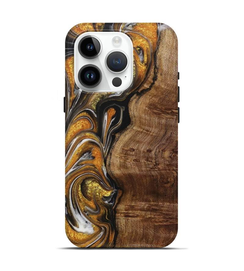 iPhone 15 Pro Wood+Resin Live Edge Phone Case - Maverick (Black & White, 714886)