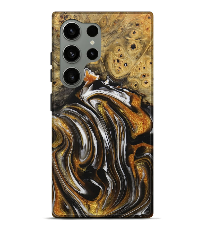 Galaxy S24 Ultra Wood+Resin Live Edge Phone Case - Kailani (Black & White, 714887)