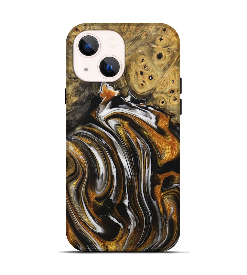 iPhone 13 Wood+Resin Live Edge Phone Case - Kailani (Black & White, 714887)