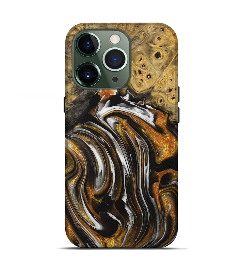 iPhone 13 Pro Wood+Resin Live Edge Phone Case - Kailani (Black & White, 714887)