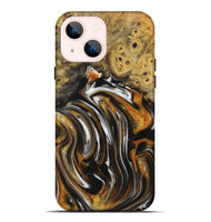 iPhone 14 Plus Wood+Resin Live Edge Phone Case - Kailani (Black & White, 714887)