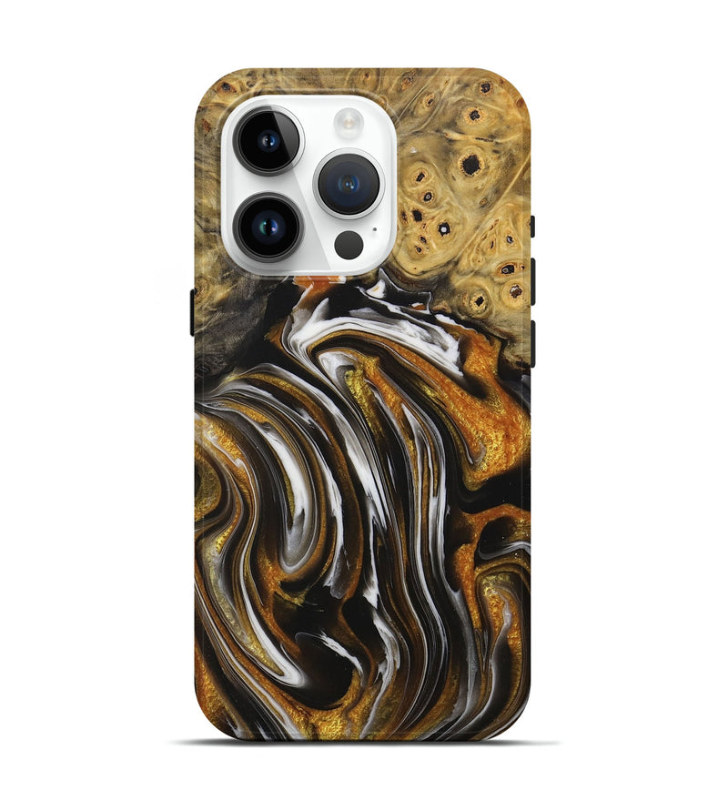 iPhone 15 Pro Wood+Resin Live Edge Phone Case - Kailani (Black & White, 714887)