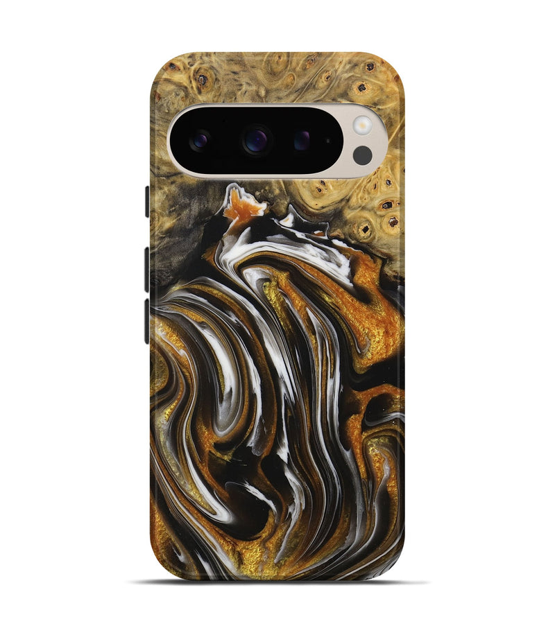 Pixel 9 Wood+Resin Live Edge Phone Case - Kailani (Black & White, 714887)