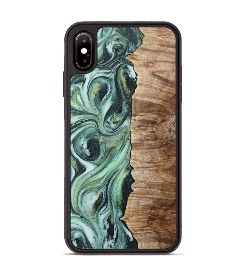 iPhone Xs Max Wood+Resin Phone Case - Ronnie (Green, 715100)