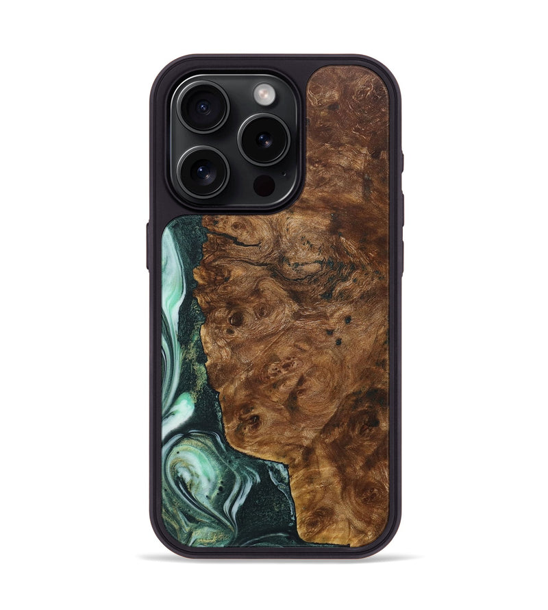 iPhone 15 Pro Wood+Resin Phone Case - Kristen (Green, 715104)