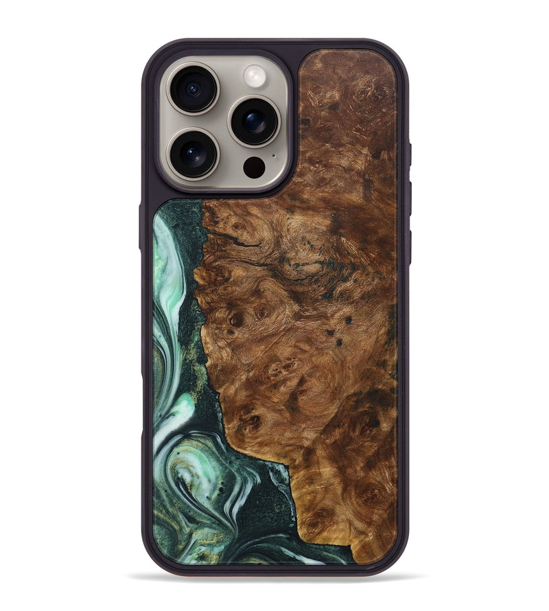 iPhone 16 Pro Max Wood+Resin Phone Case - Kristen (Green, 715104)