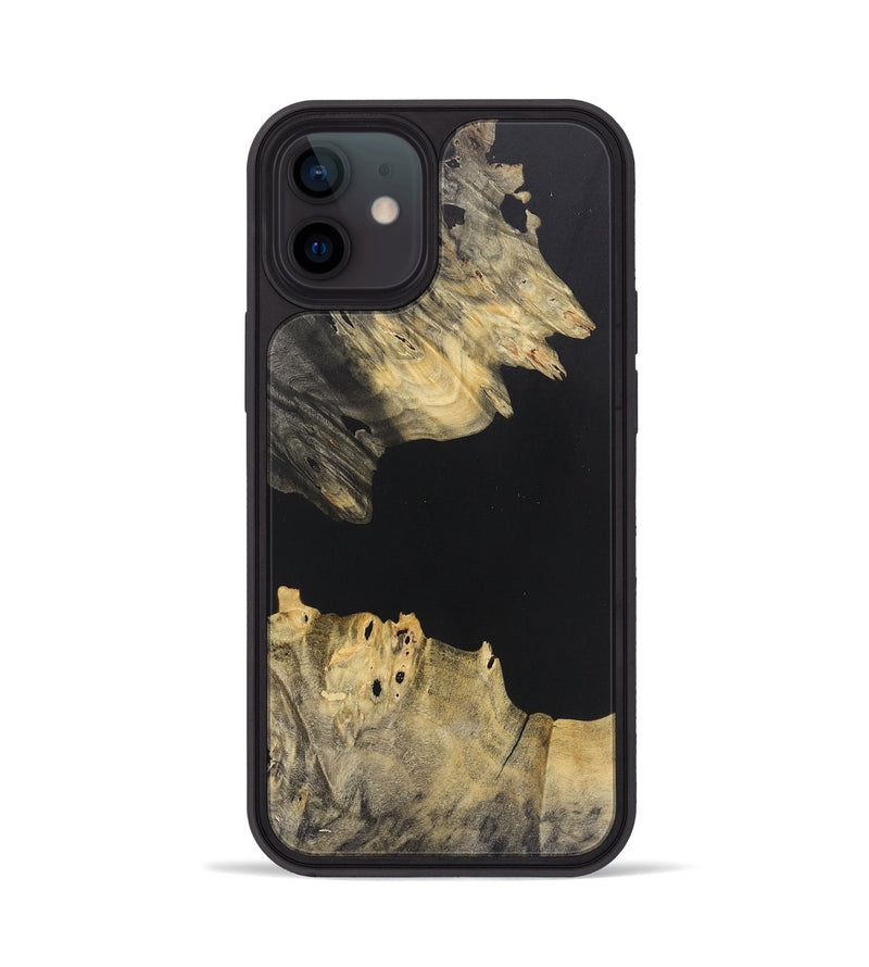 iPhone 12 Wood+Resin Phone Case - Brandi (Pure Black, 715175)