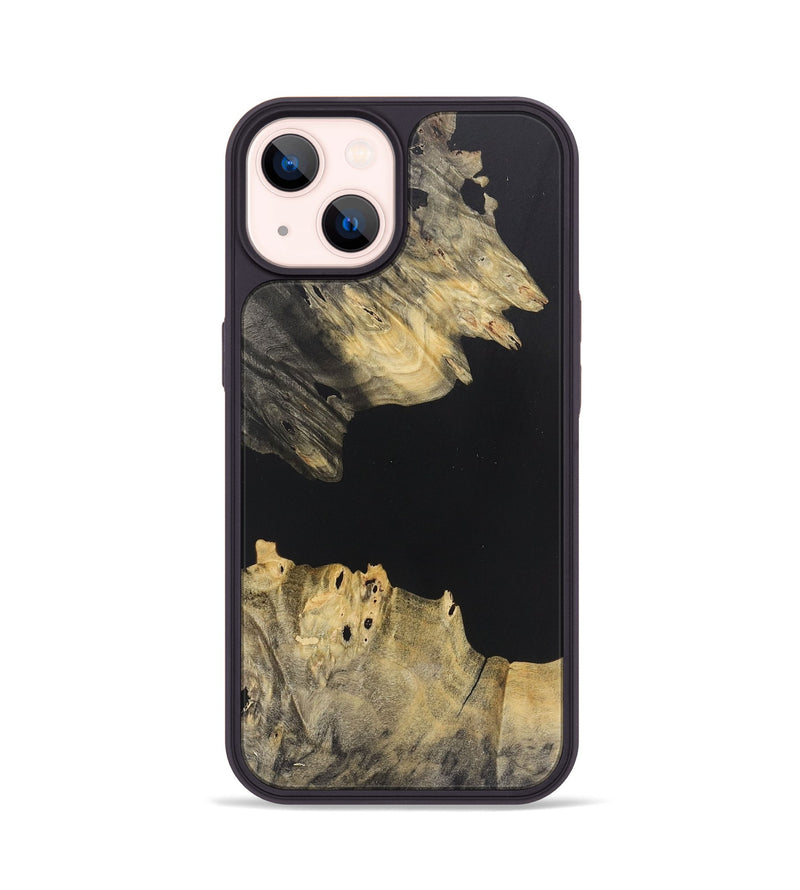 iPhone 14 Wood+Resin Phone Case - Brandi (Pure Black, 715175)