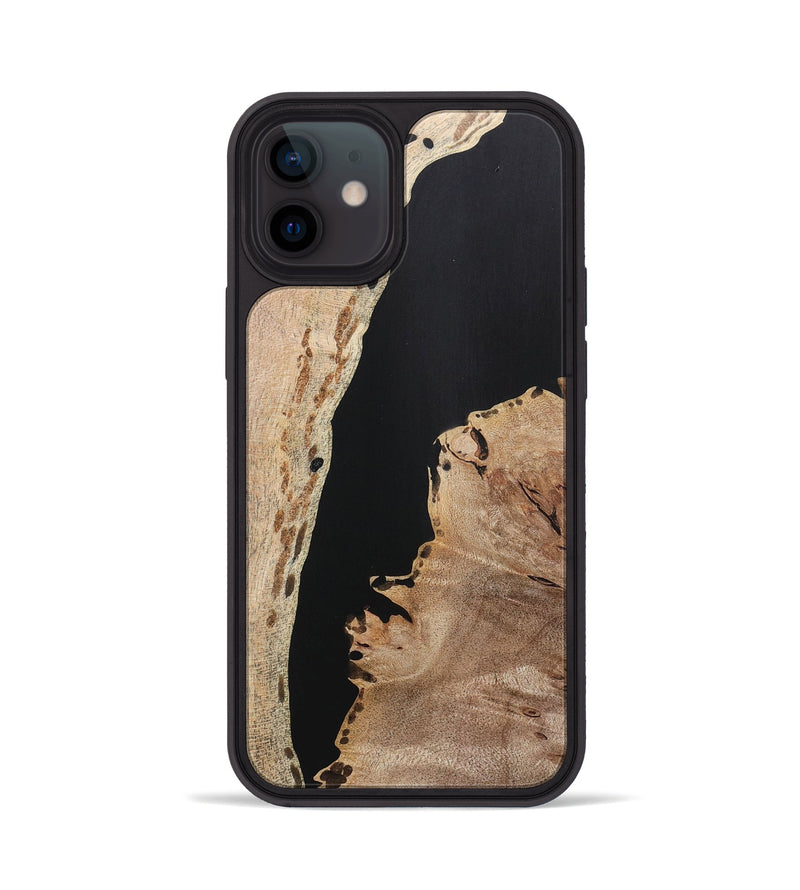 iPhone 12 Wood+Resin Phone Case - Edith (Pure Black, 715183)