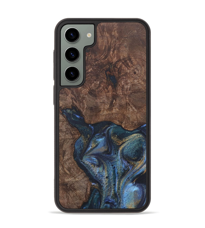 Galaxy S23 Plus Wood+Resin Phone Case - Janelle (Teal & Gold, 715203)