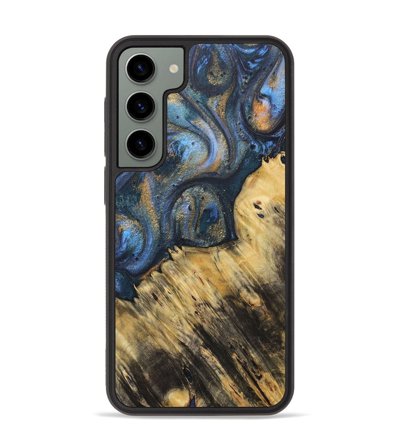 Galaxy S23 Plus Wood+Resin Phone Case - Peter (Teal & Gold, 715205)