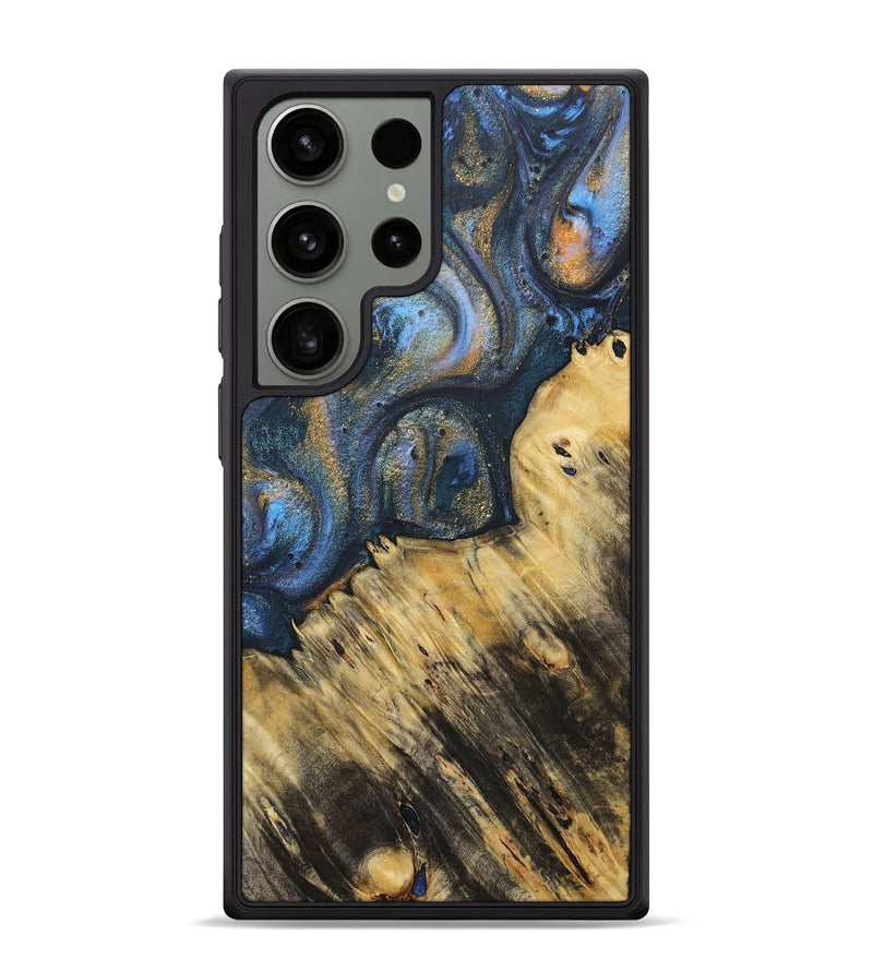 Galaxy S24 Ultra Wood+Resin Phone Case - Peter (Teal & Gold, 715205)