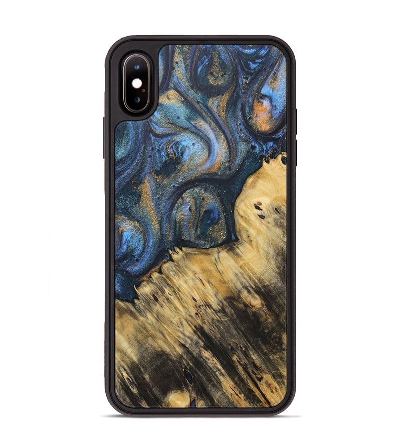 iPhone Xs Max Wood+Resin Phone Case - Peter (Teal & Gold, 715205)