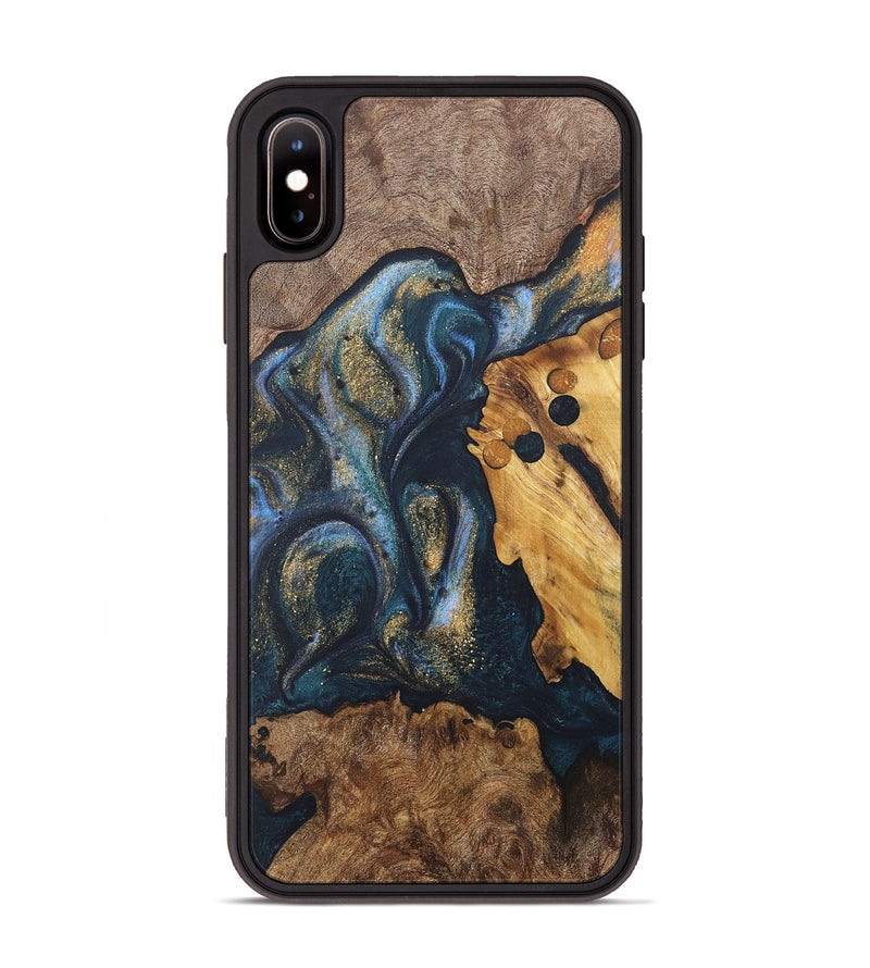 iPhone Xs Max Wood+Resin Phone Case - Mickey (Teal & Gold, 715208)