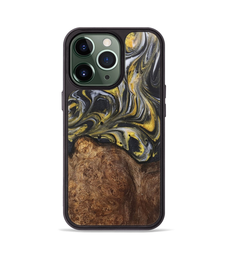 iPhone 13 Pro Wood+Resin Phone Case - Tami (Black & White, 715232)