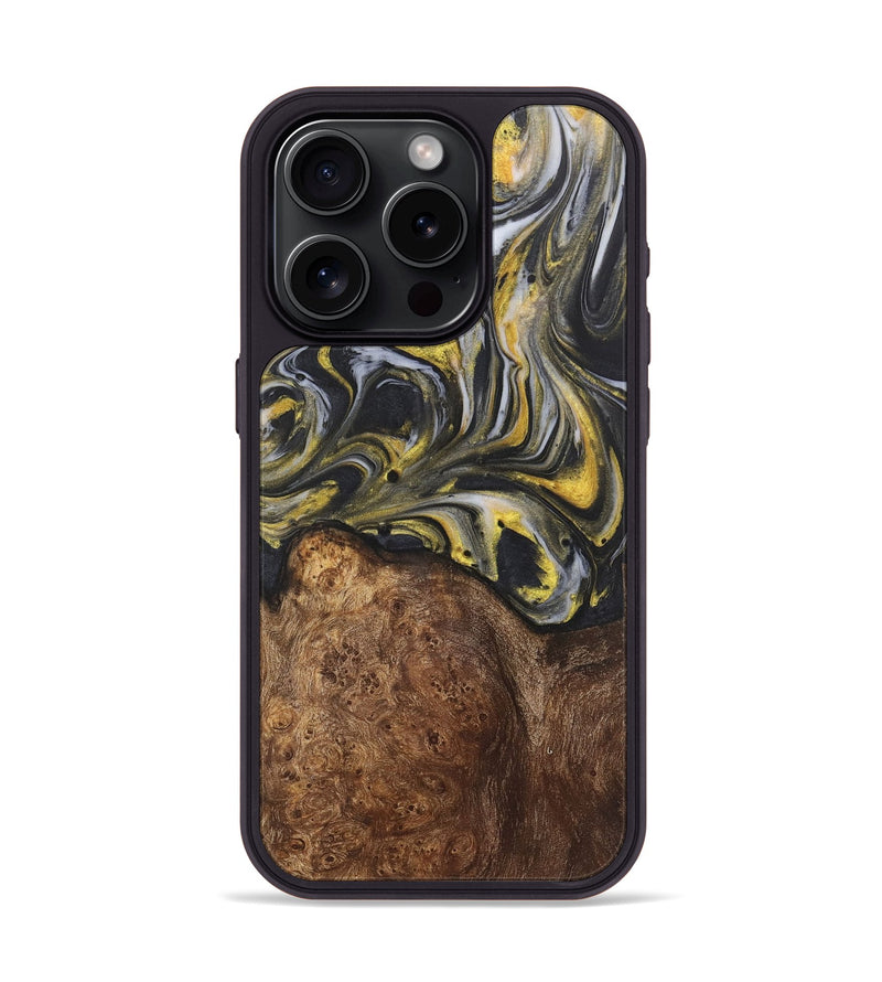 iPhone 15 Pro Wood+Resin Phone Case - Tami (Black & White, 715232)