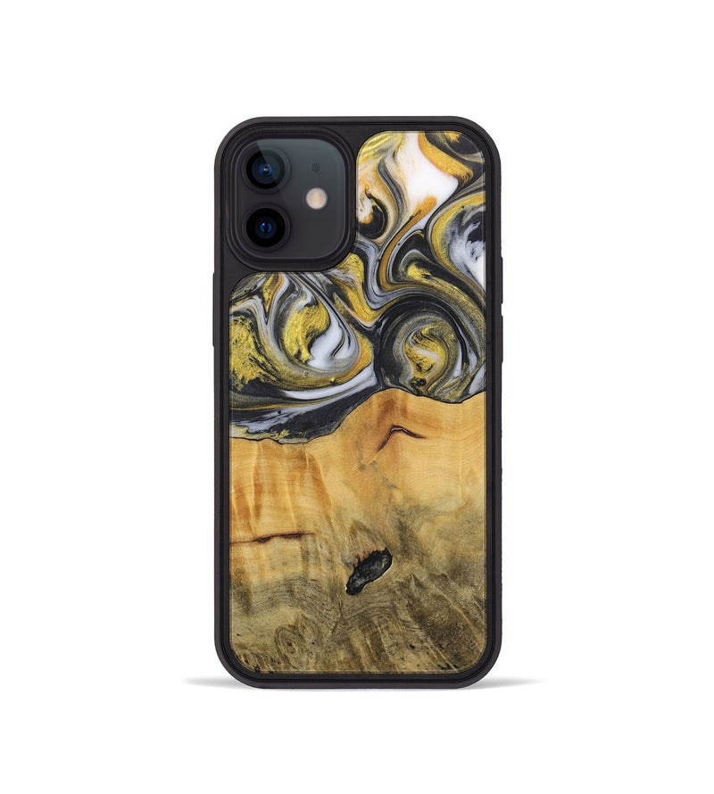 iPhone 12 mini Wood+Resin Phone Case - Chad (Black & White, 715235)