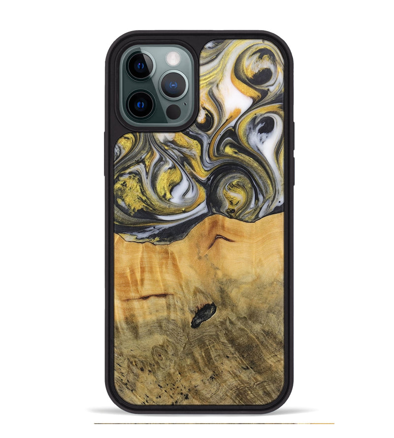 iPhone 12 Pro Max Wood+Resin Phone Case - Chad (Black & White, 715235)