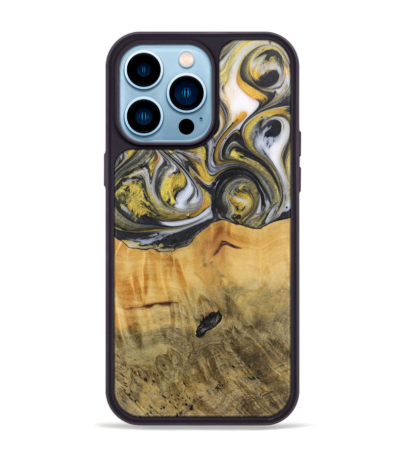 iPhone 14 Pro Max Wood+Resin Phone Case - Chad (Black & White, 715235)