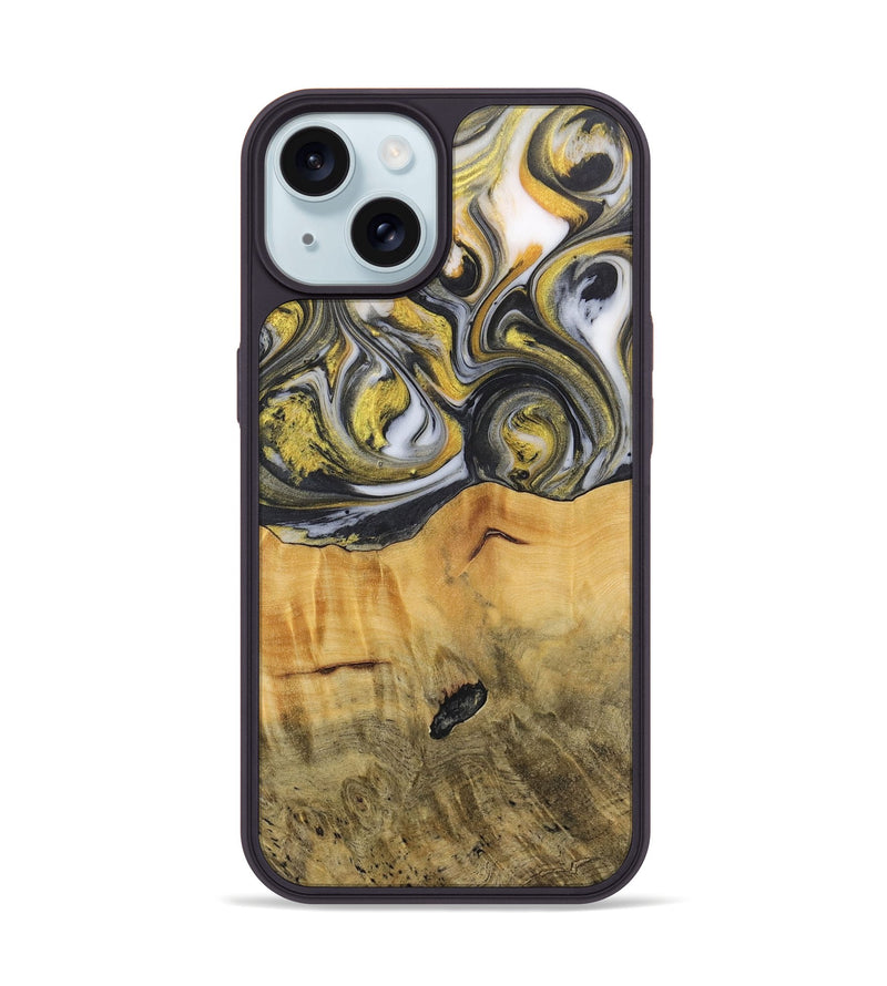 iPhone 15 Wood+Resin Phone Case - Chad (Black & White, 715235)