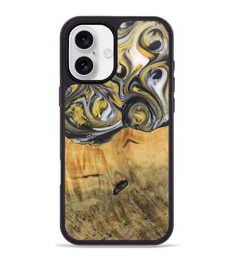 iPhone 16 Plus Wood+Resin Phone Case - Chad (Black & White, 715235)